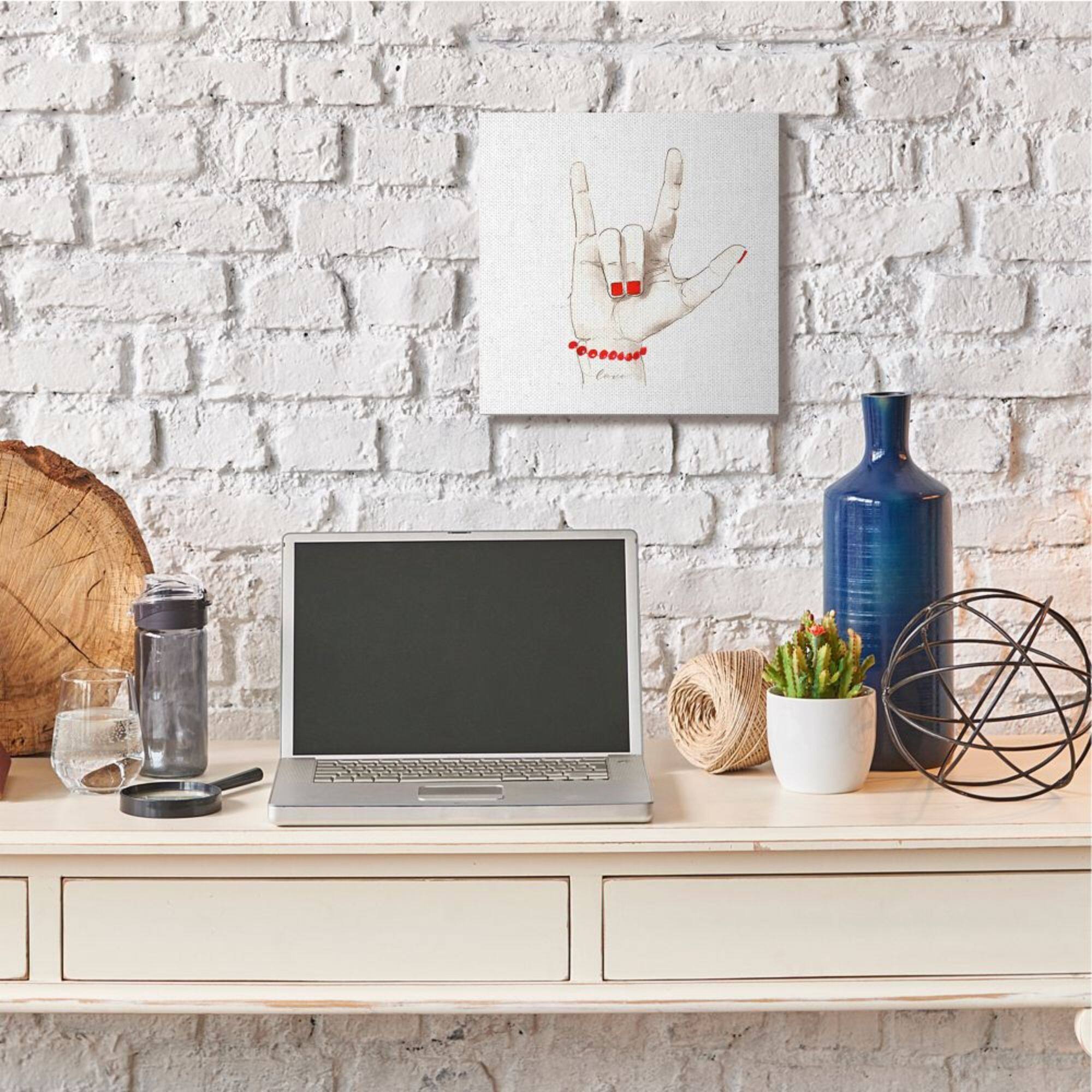 Stupell Industries I Love You Sign Language Gesture Red Accents Canvas Wall Art